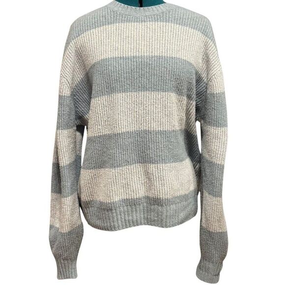 Hollister Crewneck Oversized Striped Sweater Blue Gray XS Juniors - Picture 2 of 8